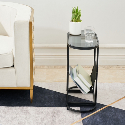 Oval Glass End Tables Set of 2
