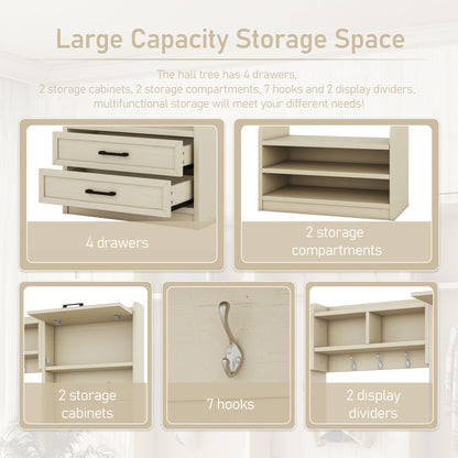 Hall Tree Cabinet Beige
