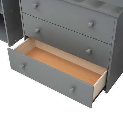 Twin Loft Bed with Desk Gray