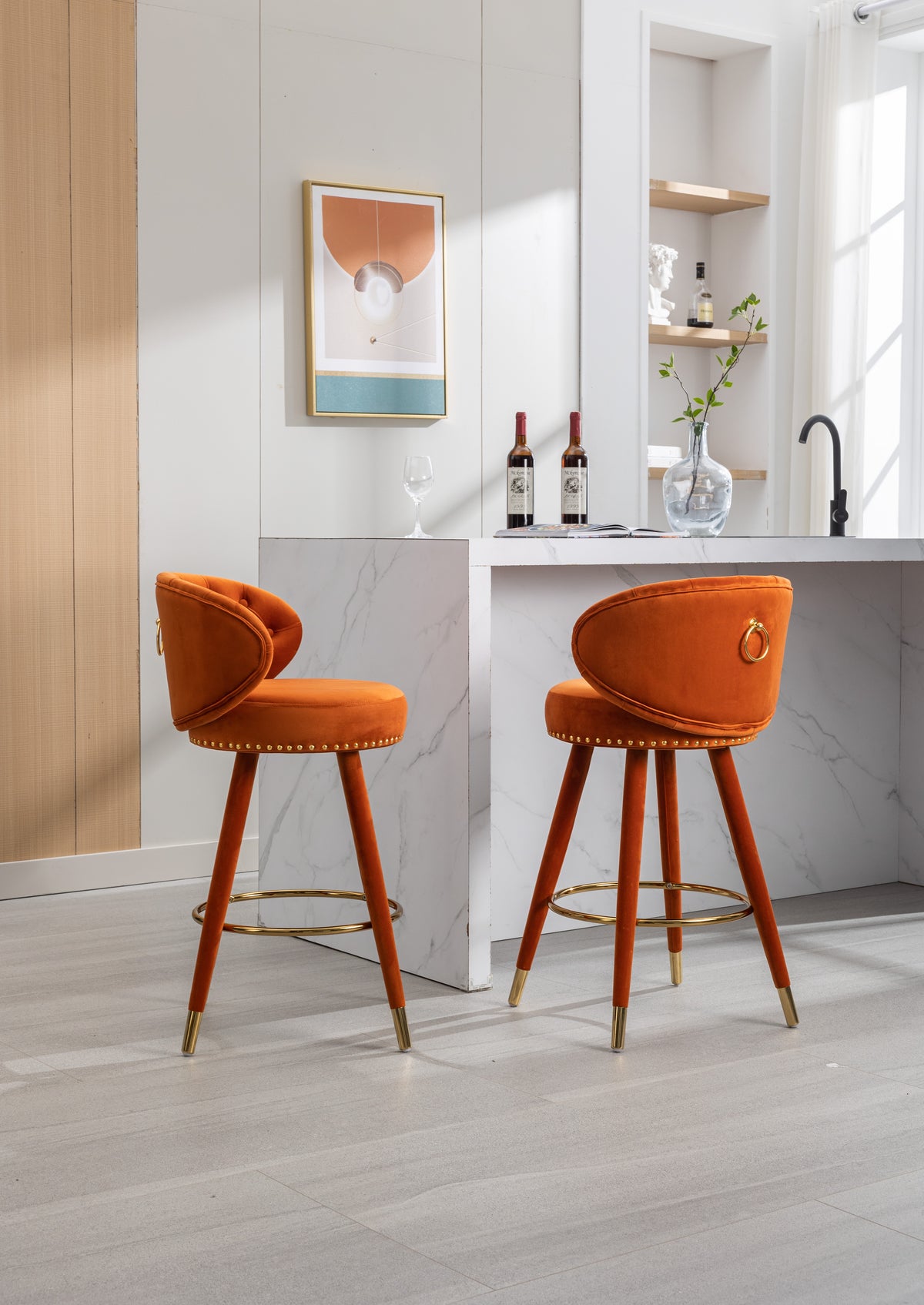 Counter Height Bar Stools Set of 2 Black