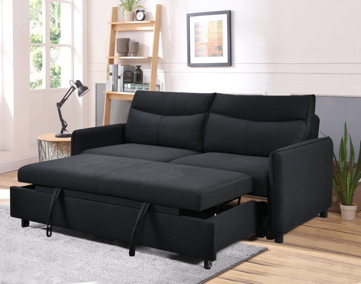 Convertible Sofa Bed with Pullout Black