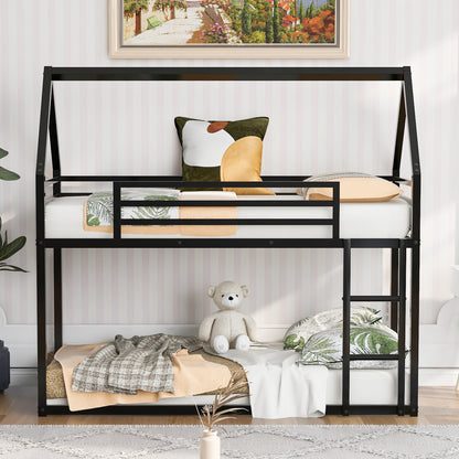 Twin House Bunk Bed Black