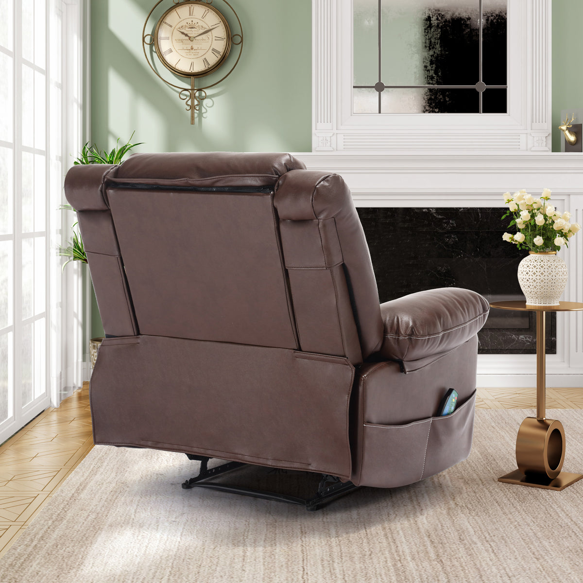 Breathable Leather Reclining Massage Chair Brown