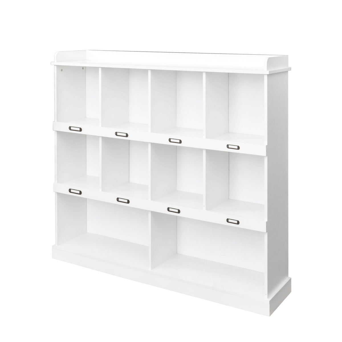White 10-Shelf Bookcase – Cubbyhole Storage with Adjustable Dividers