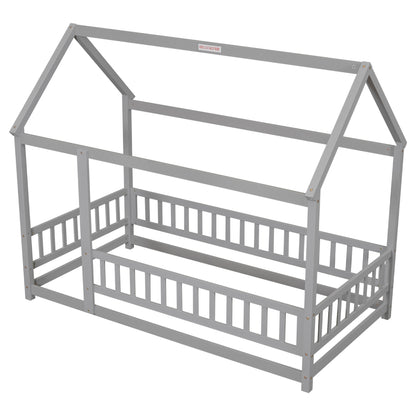 Twin Floor Bed Grey