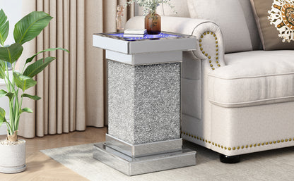 Silver Mirrored Coffee Table – LED Diamond Edge