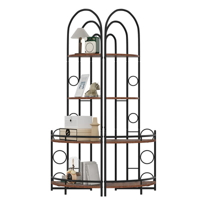 4-Tier Metal Frame Corner Bookshelf Modern Design