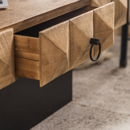 Retro Coffee Table with Drawers and Marble Top
