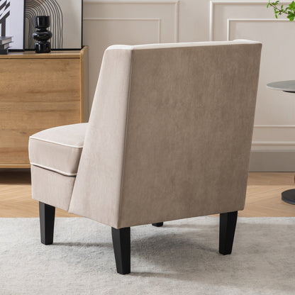 Velvet Wingback Accent Chair – Tan & Cream