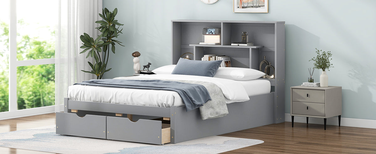 Full Platform Bed Gray