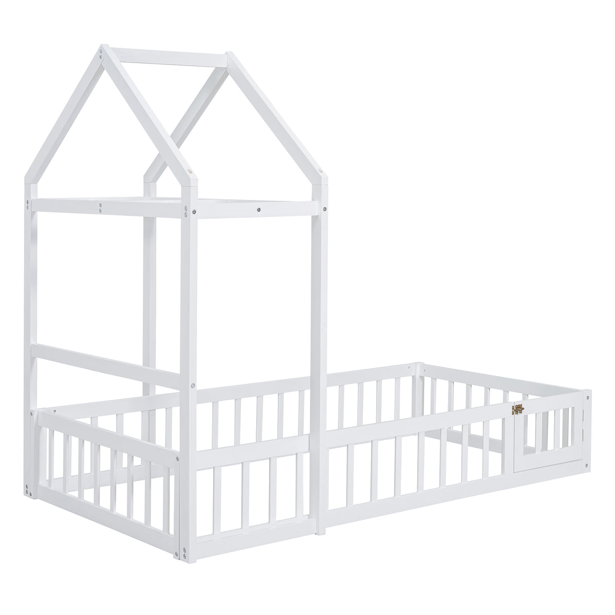 Wooden Twin Bed with Clothes Drying Rack Pink