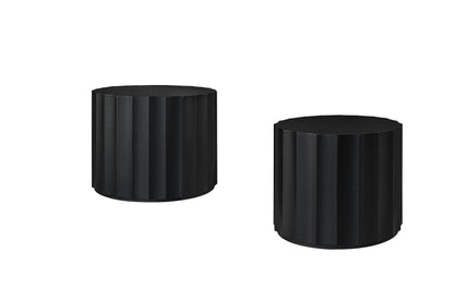 Black 2-Piece Round Nesting Coffee Table Set – Modern MDF with Lacquered Finish