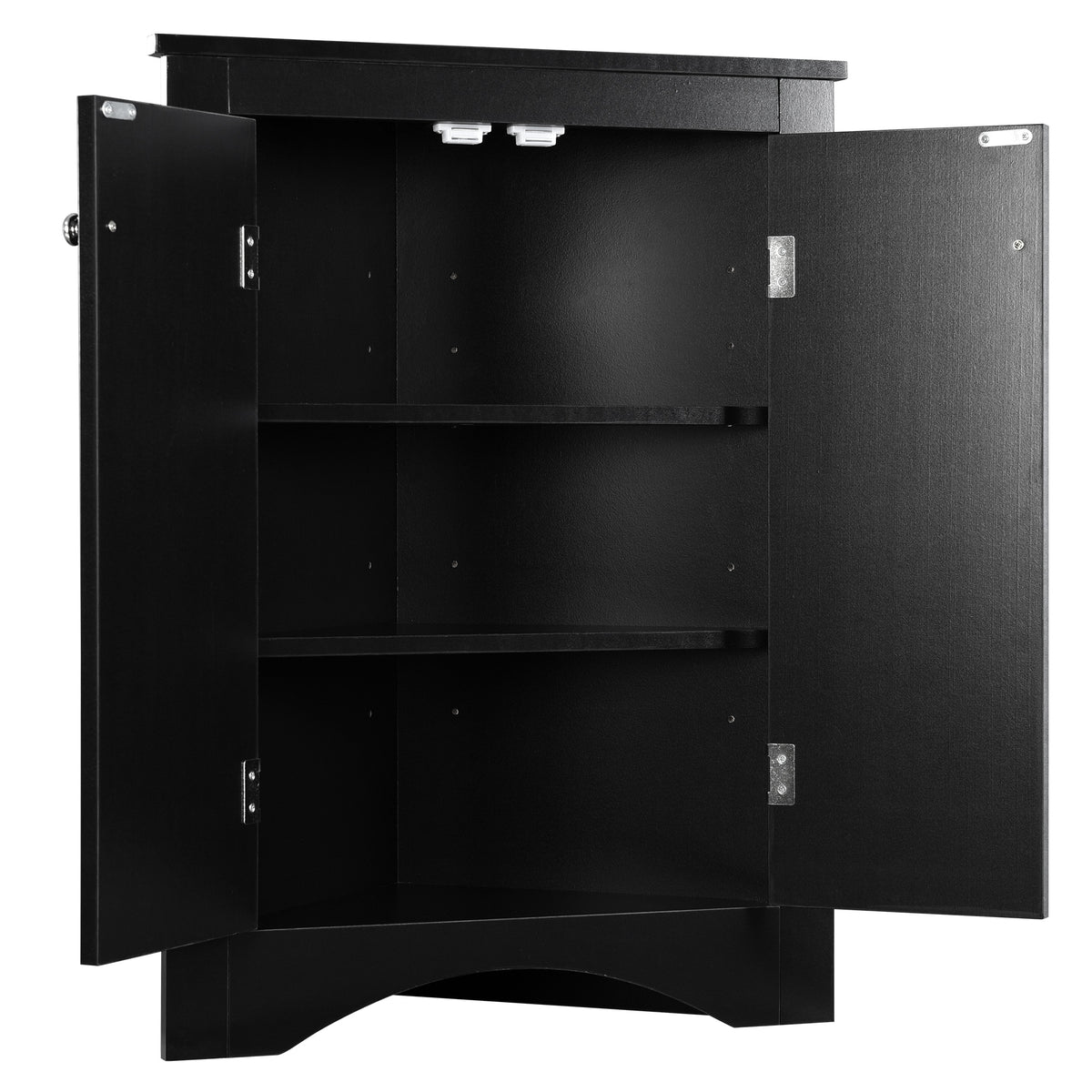 Black Corner Bathroom Cabinet with Shelves