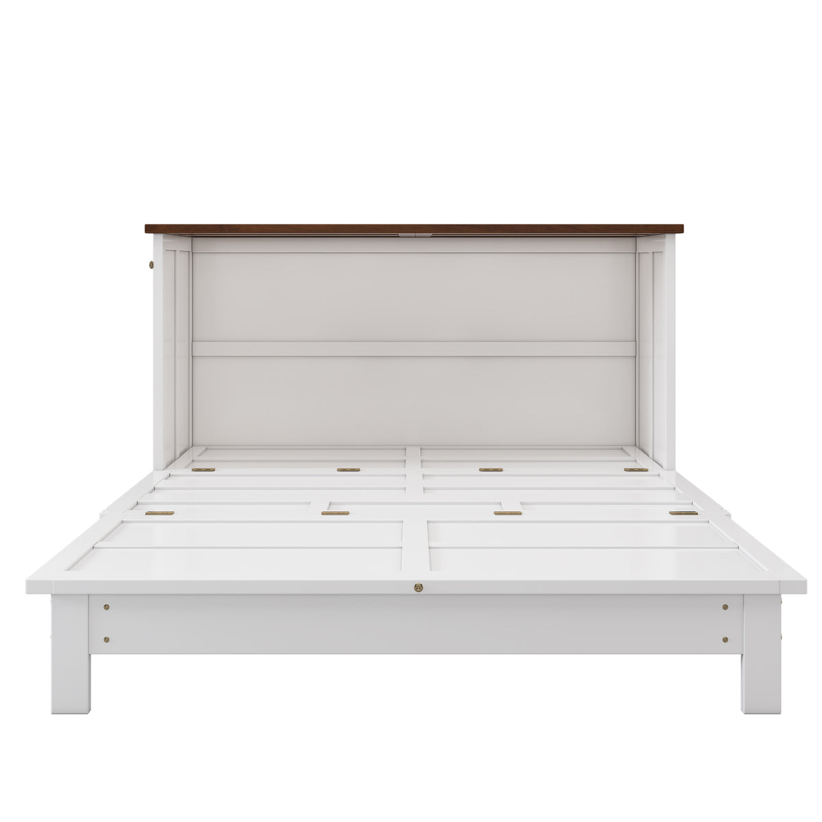 Pine Murphy Bed Queen White Walnut