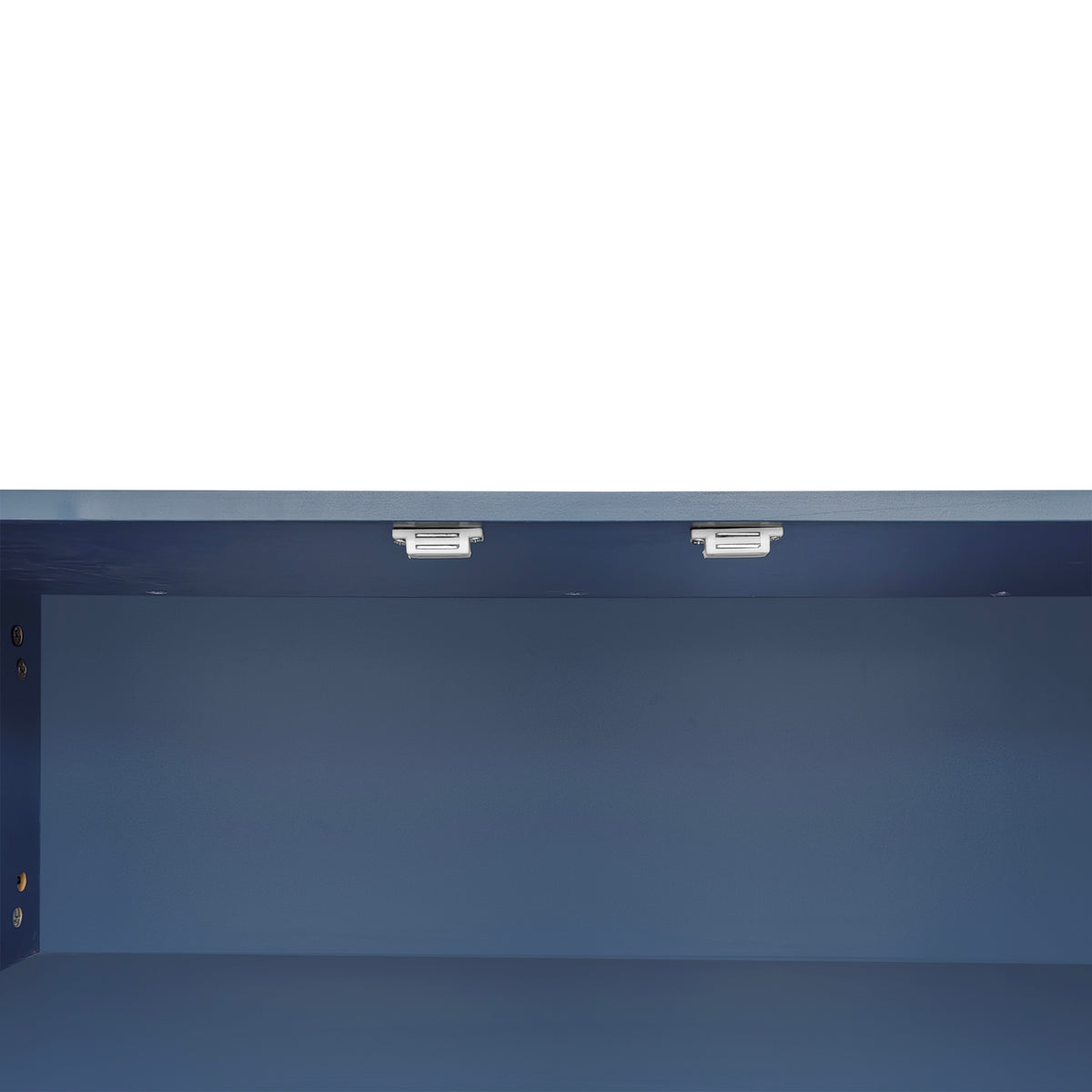 Modern Hidden Storage Bench Navy Upholstered Seat