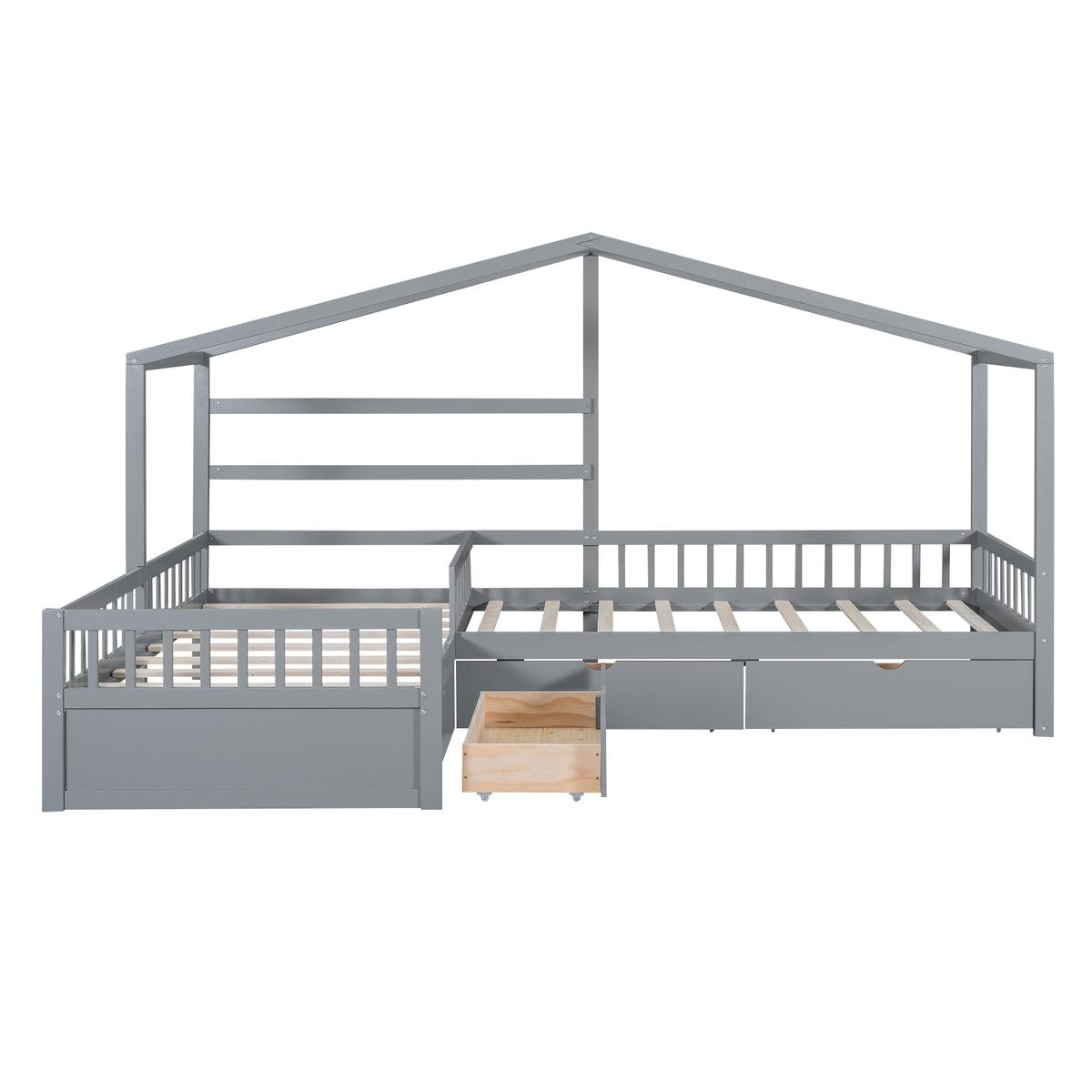 Twin House Bed Gray