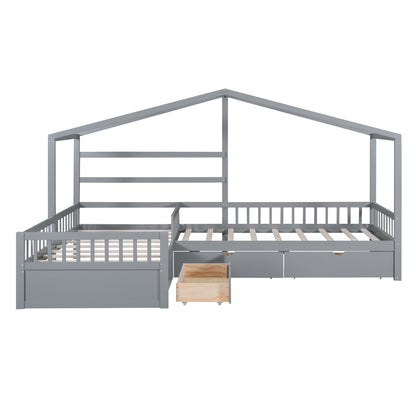 Twin House Bed Gray
