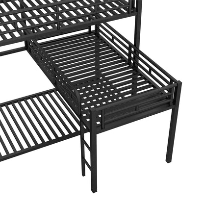 Metal Triple Bunk Bed Black