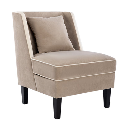 Velvet Wingback Accent Chair – Tan & Cream