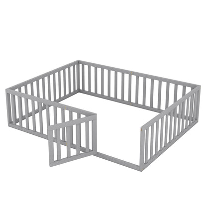 Queen Platform Bed Gray
