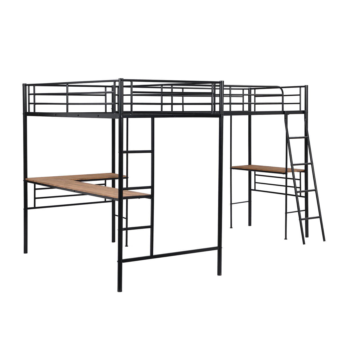 Twin Metal Loft Bed with Desk Black