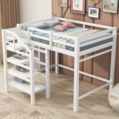 Full Loft Bed with Storage – White Finish