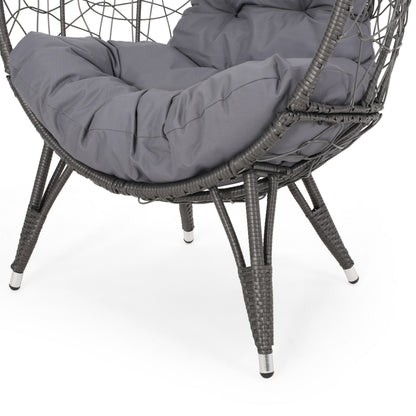 Gianni Teardrop Outdoor Dining Chair – PE Rattan & Iron with Cushion