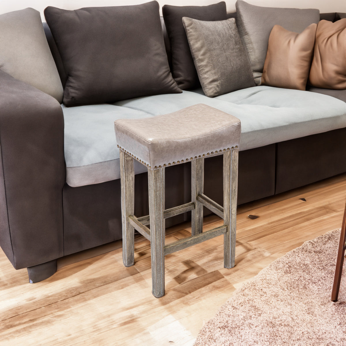 Farmhouse Island Bar Stools Gray