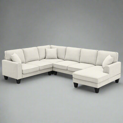 Modern Fabric Sectional Sofa – 7-Seater