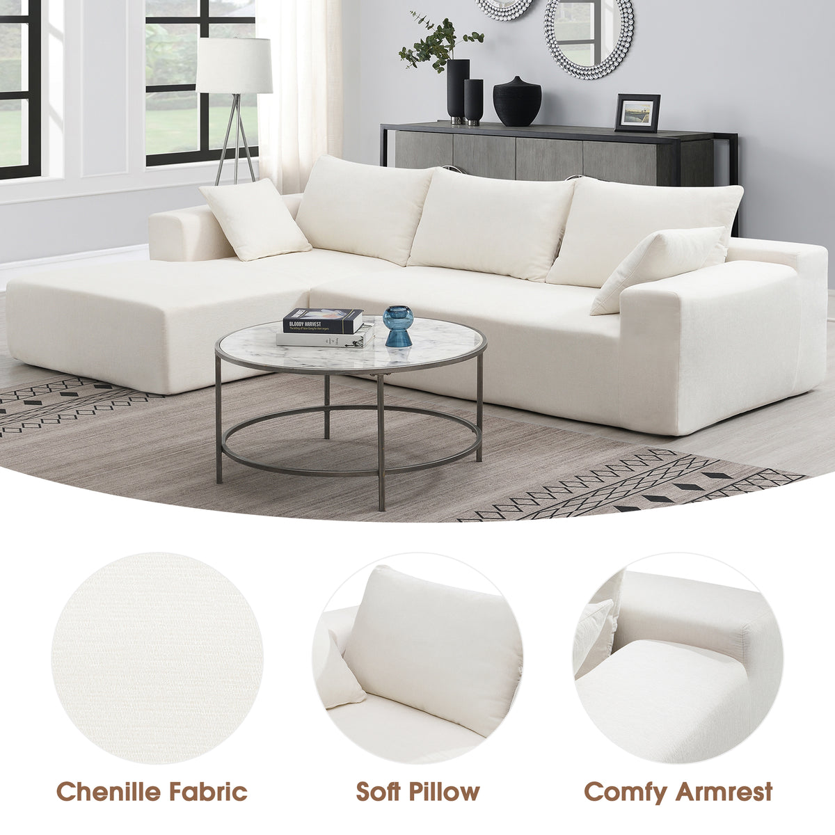 Modular Sectional Sofa – White Linen
