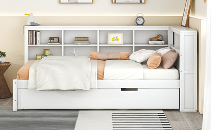 Twin Daybed with Storage Shelf White