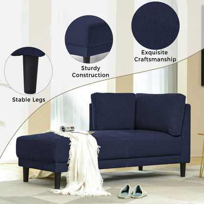 Mid-Century Linen Chaise Lounge – Blue