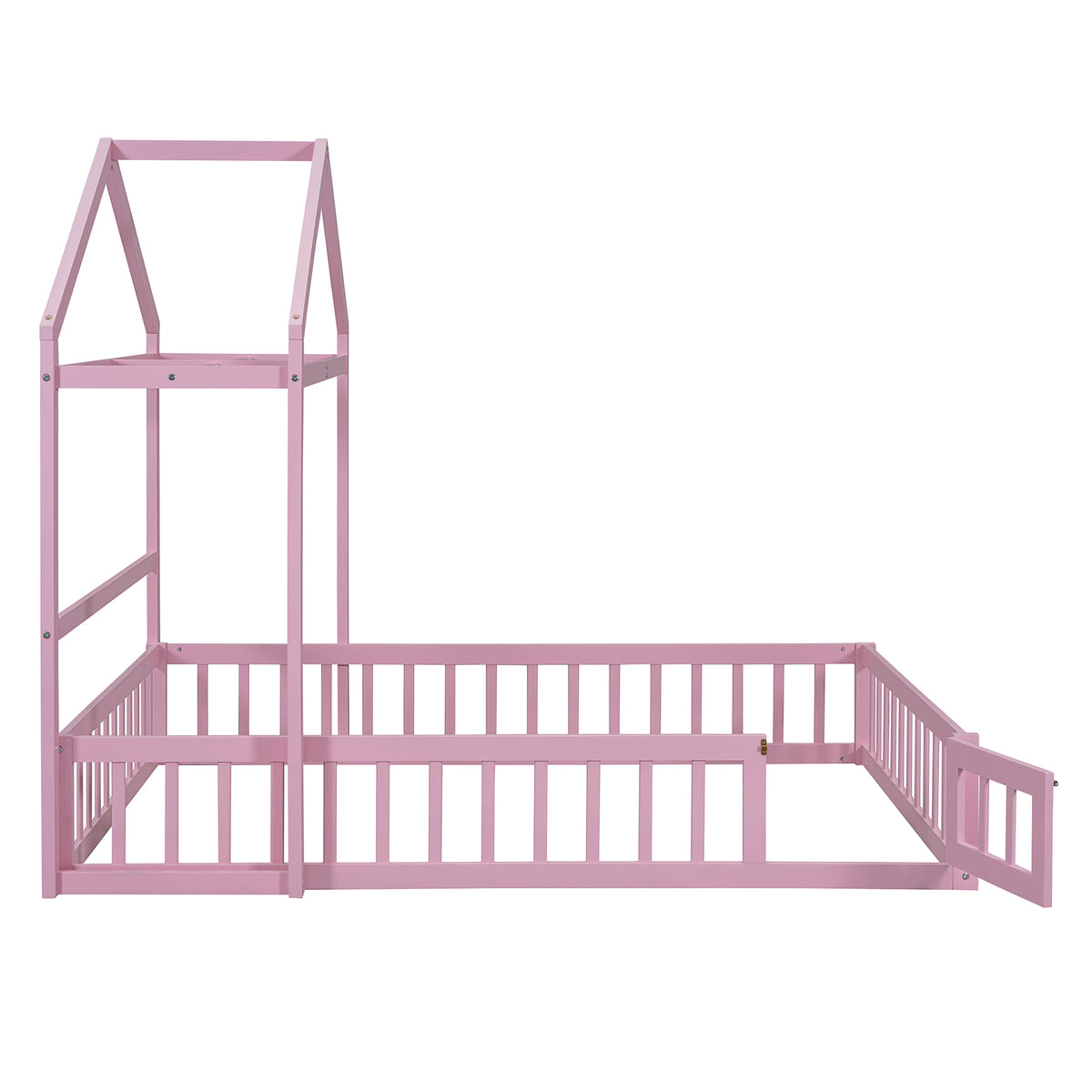 Full Wood Children’s Bed with Clothes Rack Pink