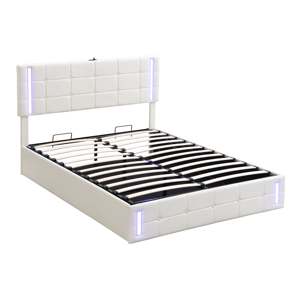 Full Hydraulic Storage Bed – White Finish