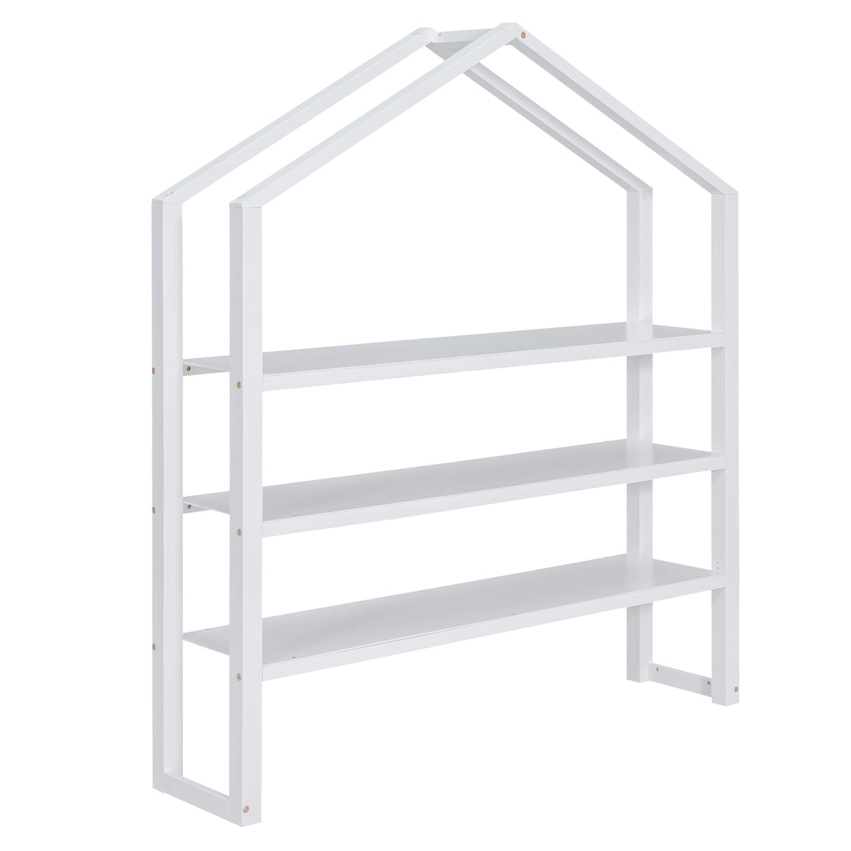 Full Platform Bed with Storage Shelves White