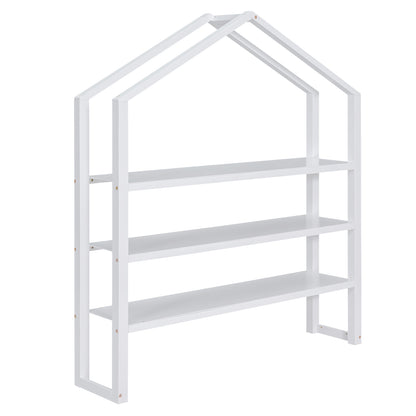 Full Platform Bed with Storage Shelves White