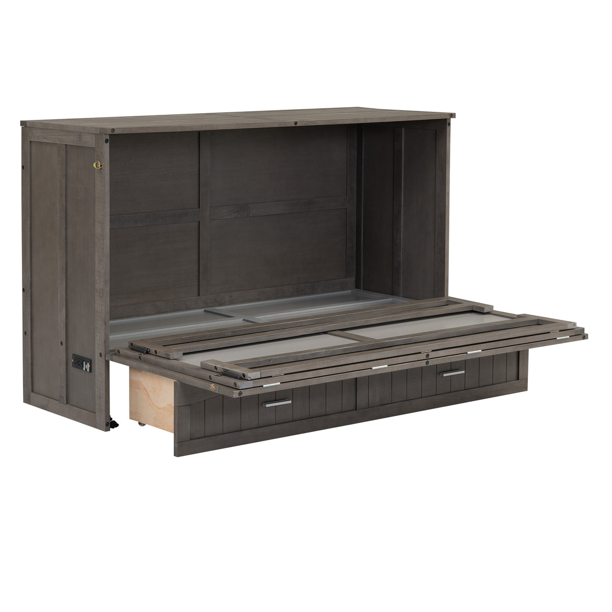 Queen Murphy Bed with Built-In Charging Station – Beige