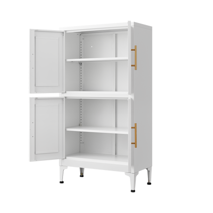 White Metal Kitchen Storage Cabinet Adjustable Shelf