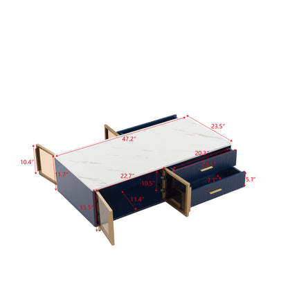 Navy Coffee Table Gold Legs