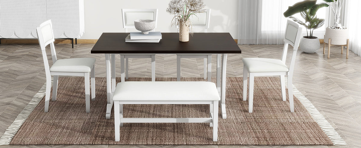Topmax Farmhouse Dining Set (6 pcs) – White