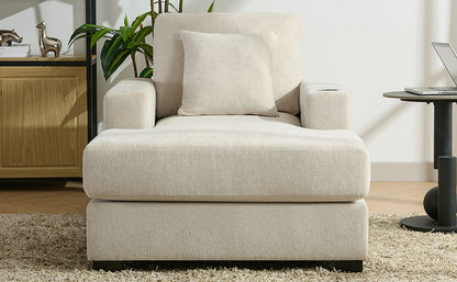 Oversized Chaise Lounge with Pillows Cream