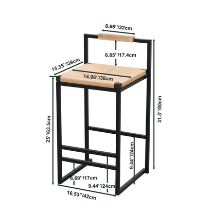 Paper Rope Counter Chairs (2 pcs) – Black Frame