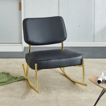 PU Leather Rocking Chair – Gold Metal Legs
