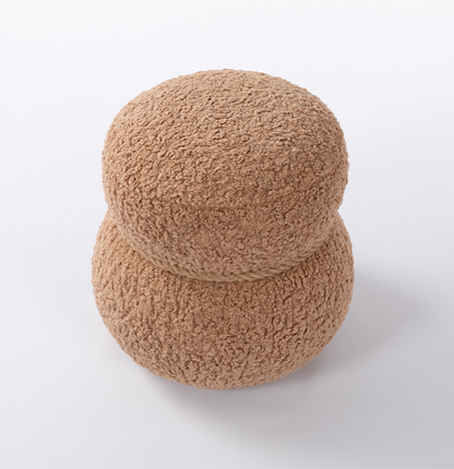 Camel Snowman Stool Plush Fabric Beige