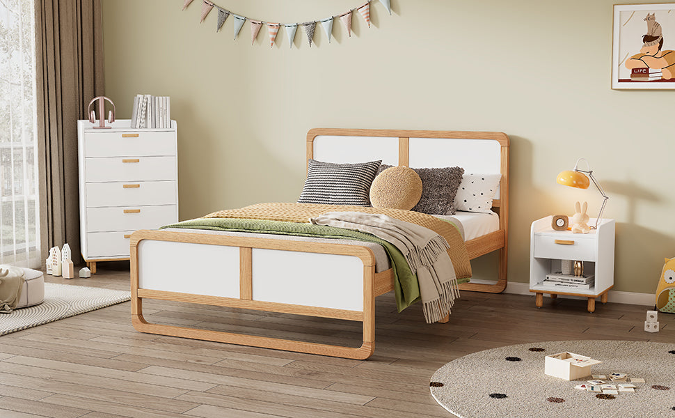 Queen Platform Bed Walnut White