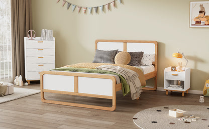Queen Platform Bed Walnut White