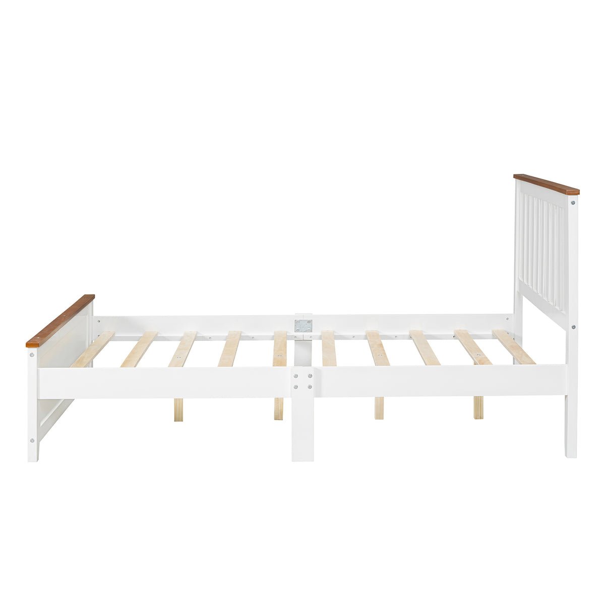 Full Wood Platform Bed with Slat Support White