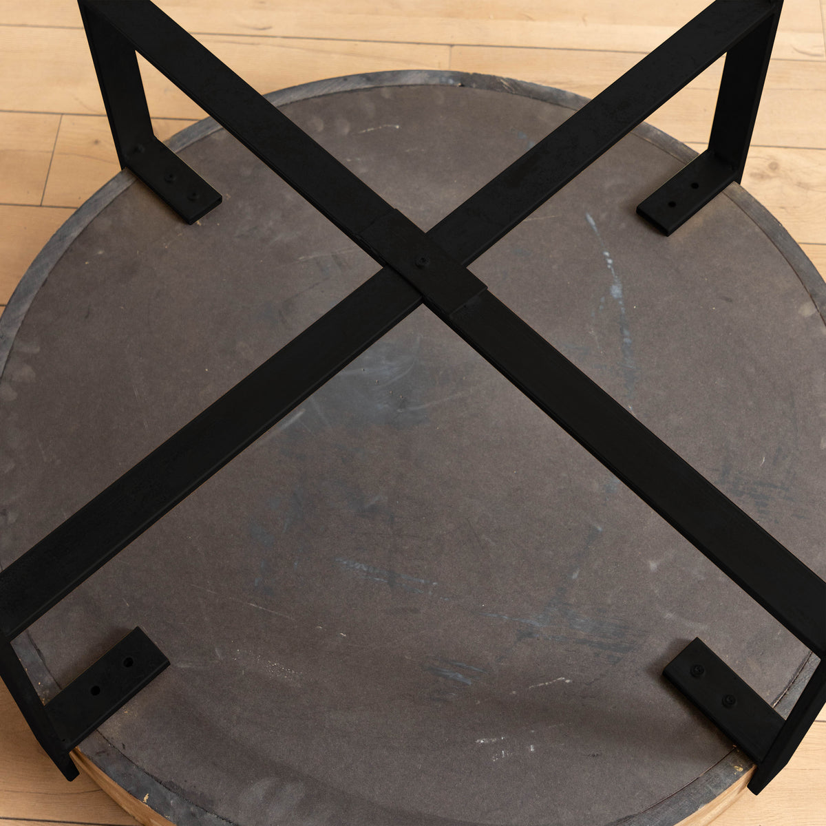 Retro Round Coffee Table – Metal & Wood