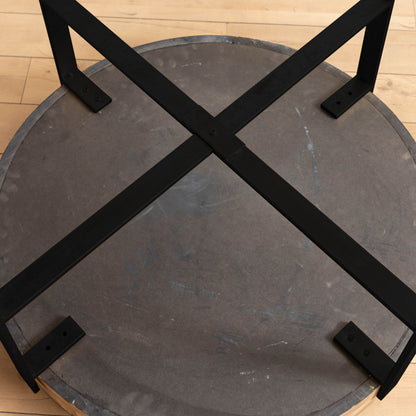 Retro Round Coffee Table – Metal & Wood