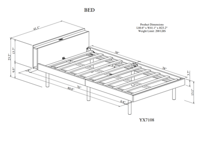 Modern Twin Platform Bed with USB Ports
